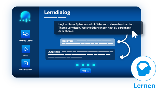Lernen im Lerndialog: Der Infinity-Coach vermittelt Wissen, fragt nach und greift die Antwort auf